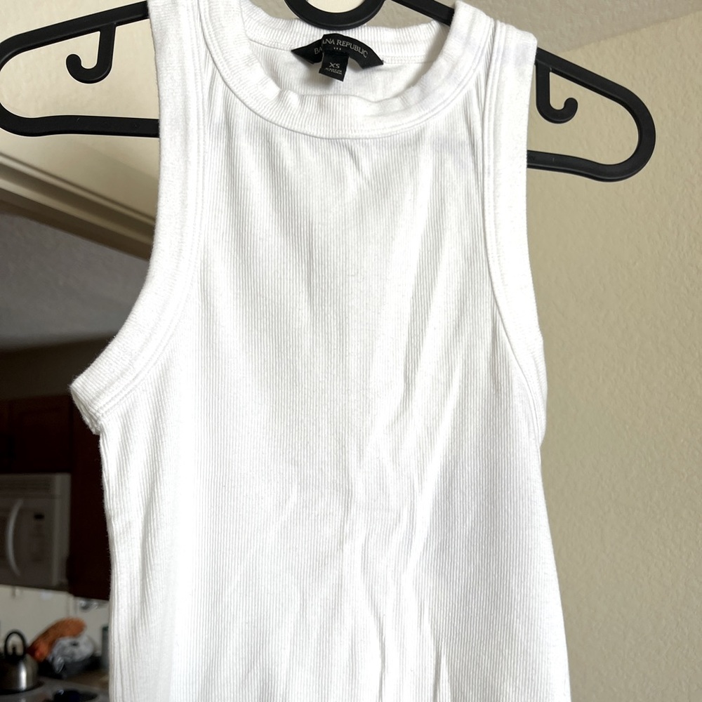 White RIBBED RACER TANK XS